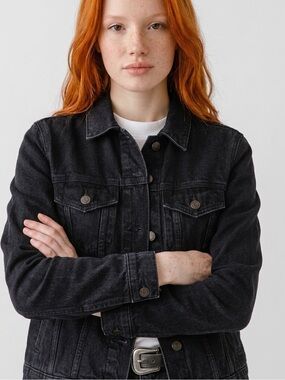 GAP Black Washed Denim Jean Jacket
